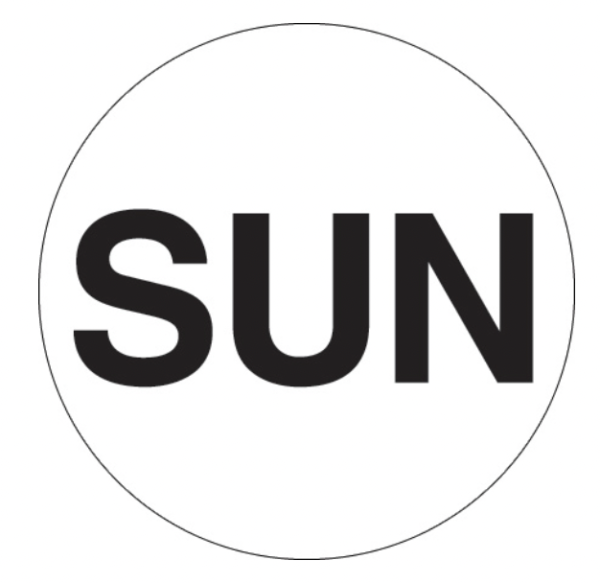 2" Circle Label - "Sunday" 500 Per Roll